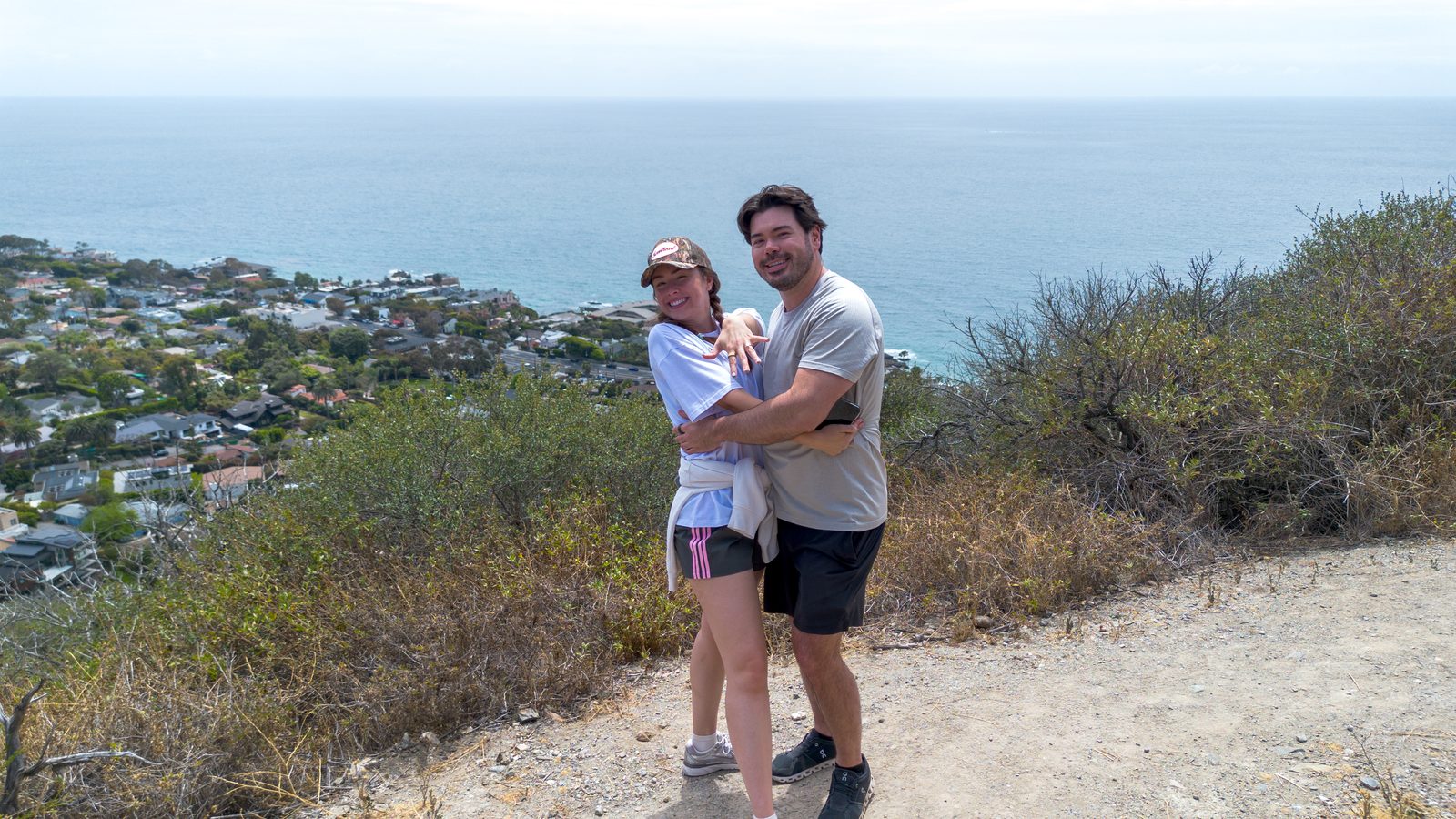 Carlie and David on the hill, from the drone